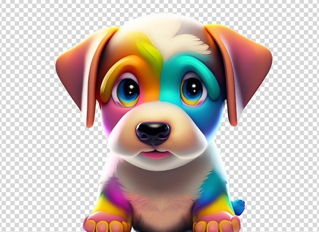 PSD 3d rainbow baby dog