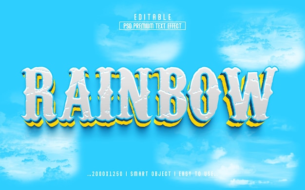 PSD 3d rainbow psd text effect style editable