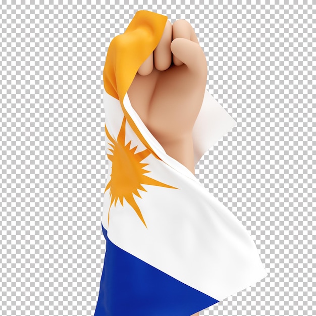 3d raised fist with flag of tocantins brazilian state transparent background