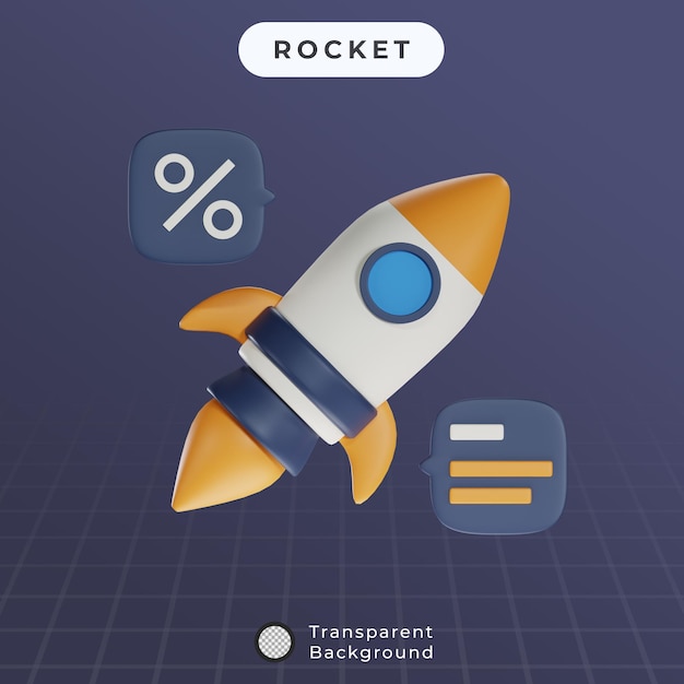 3d-raket met afslag bubbels illustratie