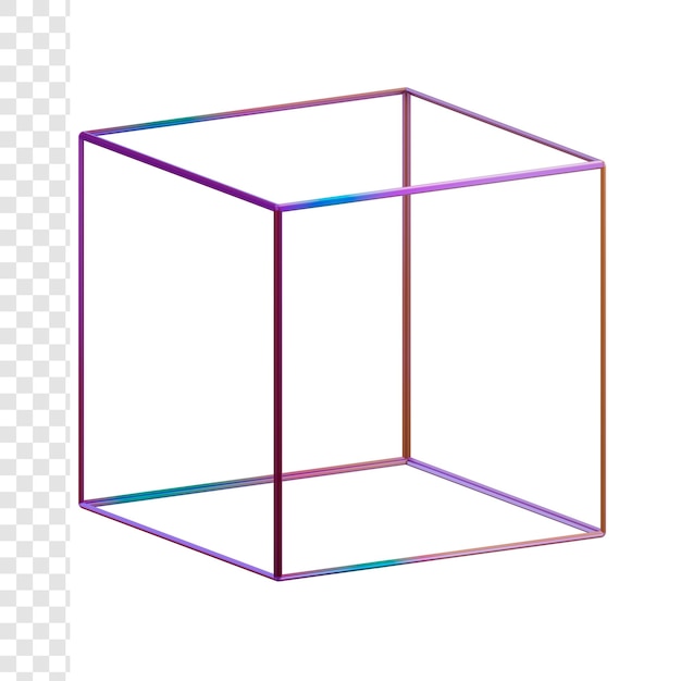 PSD 3d rama z drutu cube