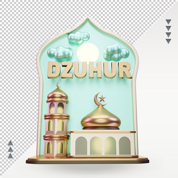 3d ramadan dzuhur icon rendering front view