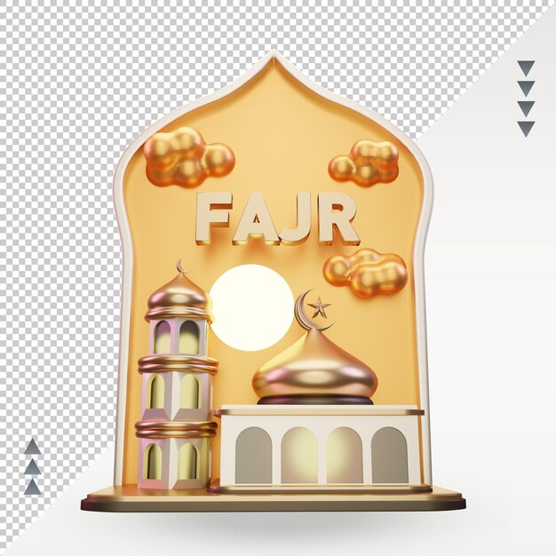 3d ramadan Fajr icon rendering front view