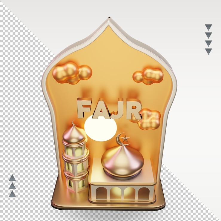 PSD 3d ramadan fajr icon rendering top view