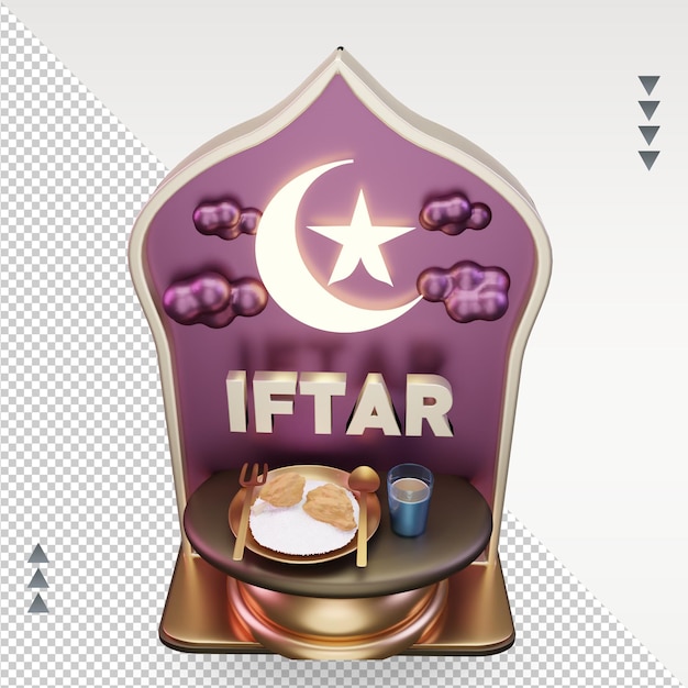 PSD 3d ramadan iftar pictogram weergave bovenaanzicht