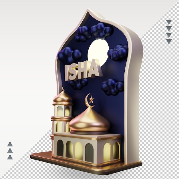 PSD 3d ramadan isha icona rendering vista destra