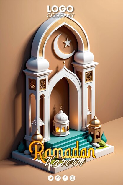 PSD layout di striscioni per la celebrazione del ramadan o delle festività islamiche con lanterne delle moschee