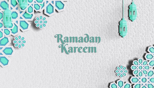 PSD 3d ramadan kareem background with islamic ornament