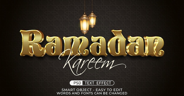 PSD modello di effetto di testo in stile font 3d ramadan kareem