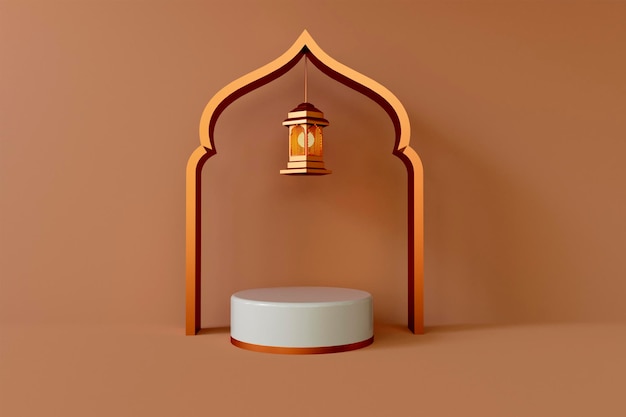 3d ramadan kareem met podium