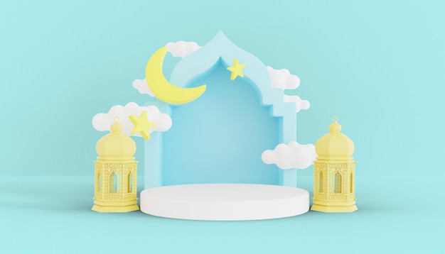 3d ramadan kareem podium background