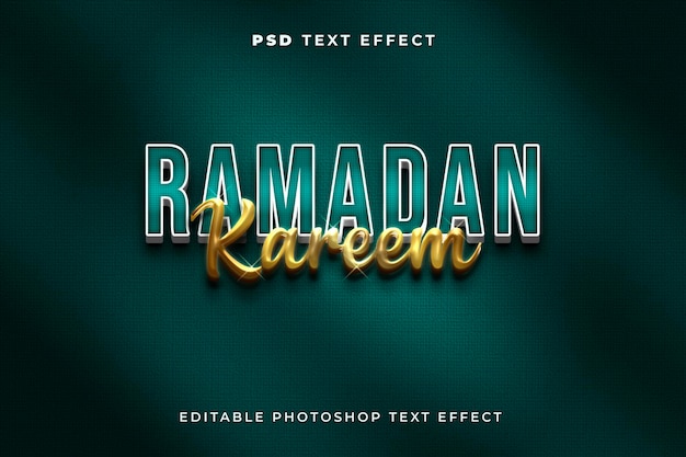 PSD 3d ramadan kareem text effect template with golden effect