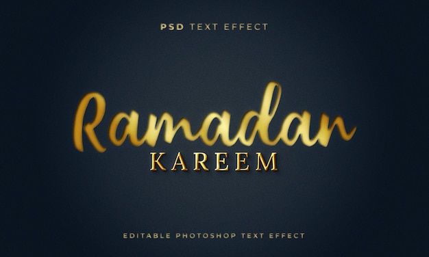 3d ramadan kareem text effect template with golden effect