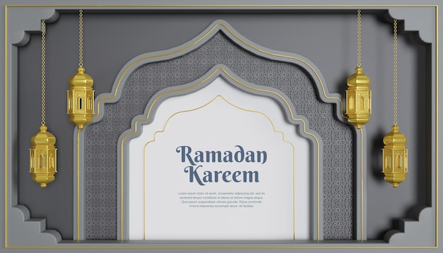 3d ramadan kareem tło z lampą