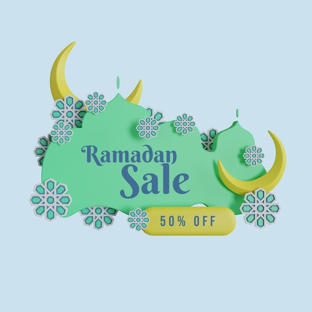 3d ramadan kareem verkoop promotie banner