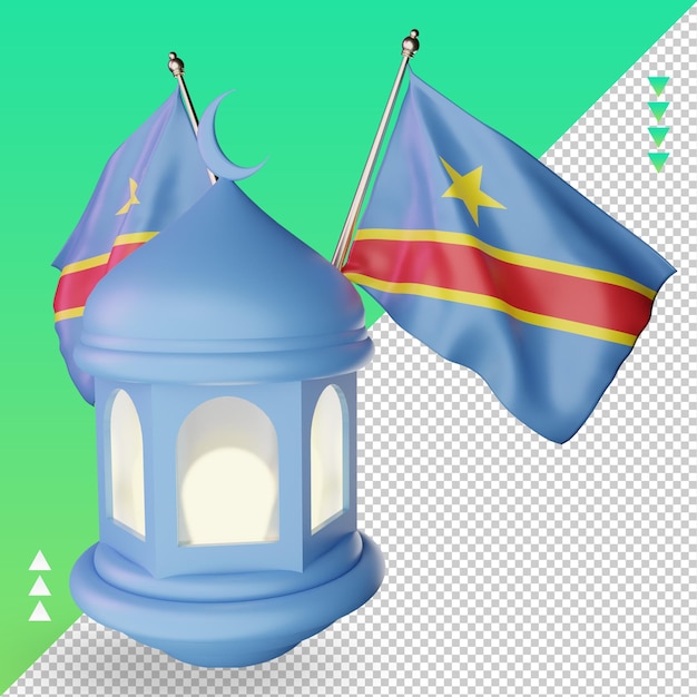 3d-ramadan lantaarn democratische congo vlag rendering linker weergave