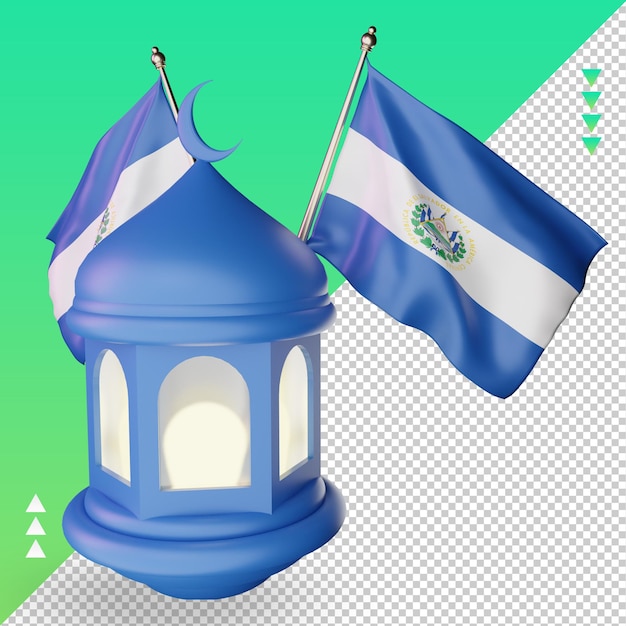 PSD 3d-ramadan lantaarn el salvador vlag weergave linker weergave