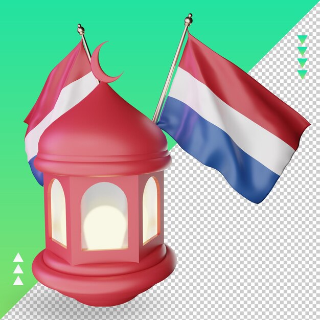 3d-ramadan lantaarn nederlandse vlag weergave linker weergave