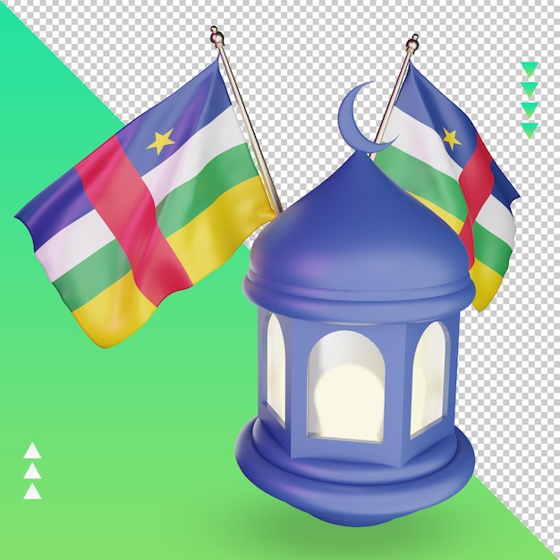 3d-ramadan lantaarn vlag van de centraal-afrikaanse republiek, weergave van de juiste weergave