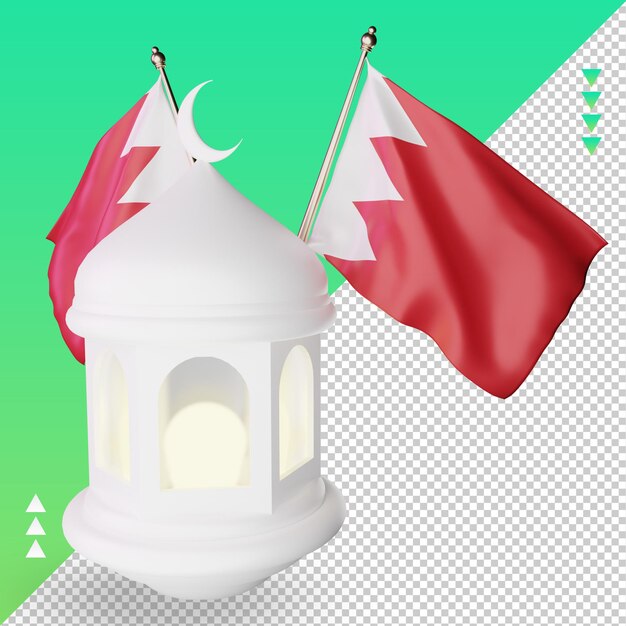 3d ramadan lantern bahrain flag rendering left view