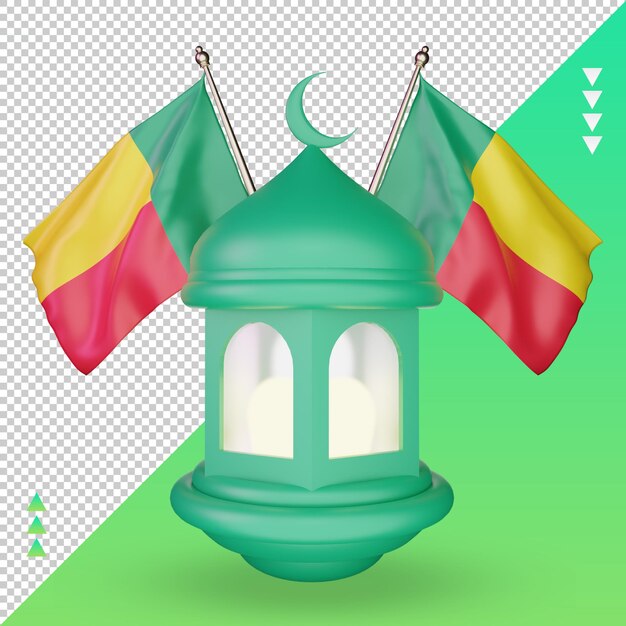 3d ramadan lantern benin flag rendering front view