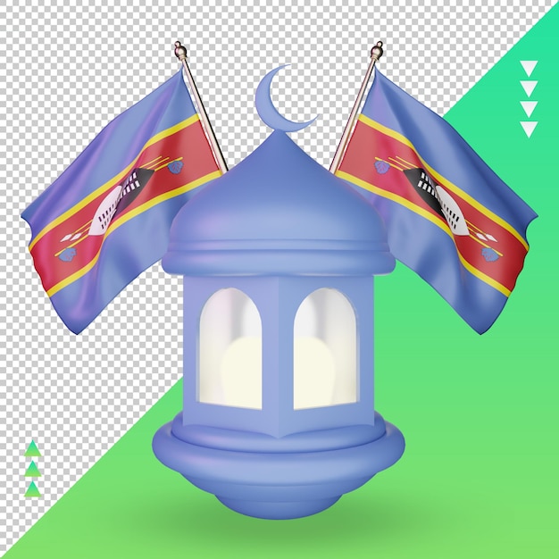 3d ramadan lantern eswatini flag rendering front view