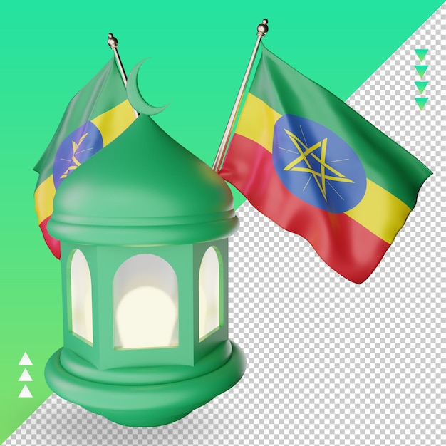 3d lanterna ramadan etiopia bandiera rendering vista a sinistra
