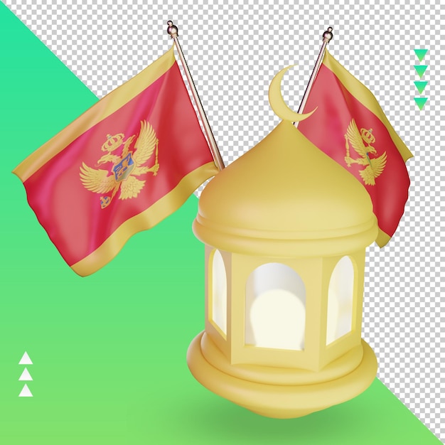 3d ramadan lantern montenegro flag rendering right view