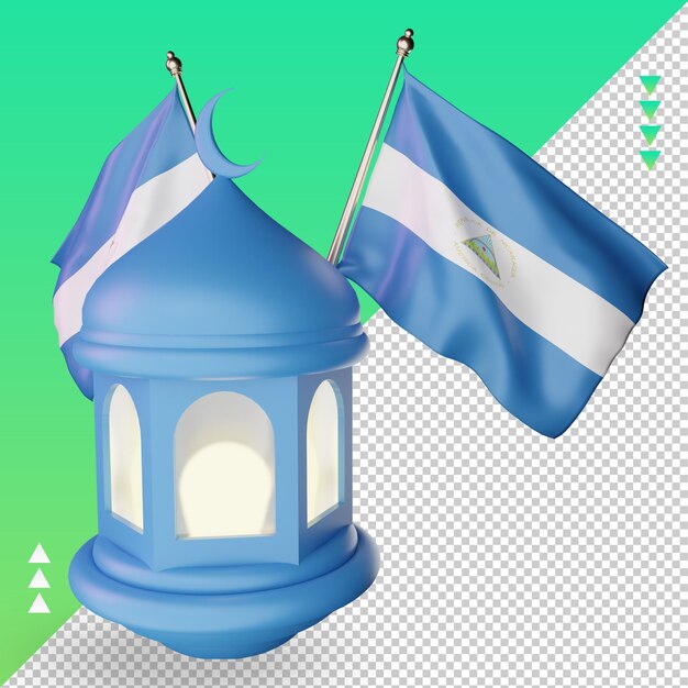 3d ramadan lantern nicaragua flag rendering left view