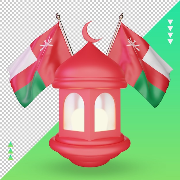 Premium PSD 3d ramadan lantern oman flag rendering front view