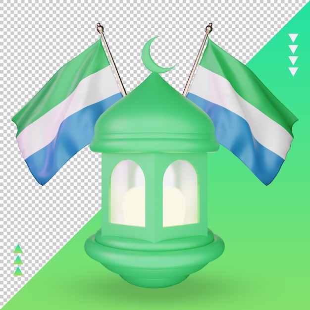 3d lanterna ramadan sierra leone bandiera rendering vista frontale