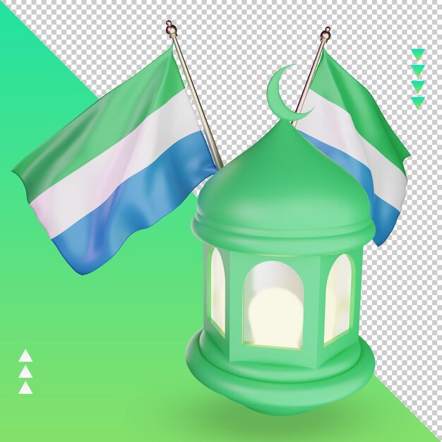 3d ramadan lantern Sierra Leone flag rendering right view