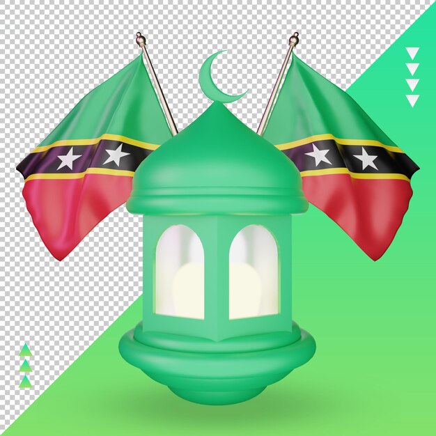 PSD 3d ramadan lantern st kitts and nevis flag rendering front view