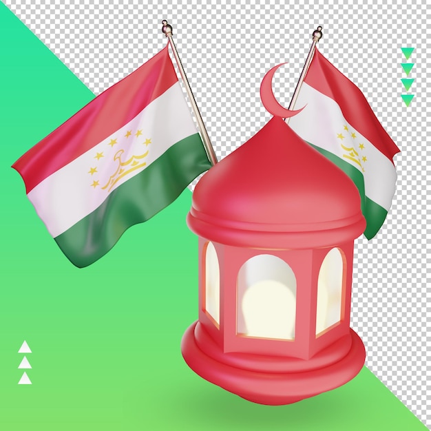3d ramadan lantern tajikistan flag rendering right view