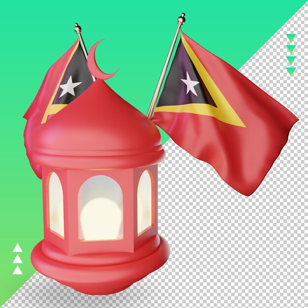 3d ramadan lantern timor leste flag rendering left view