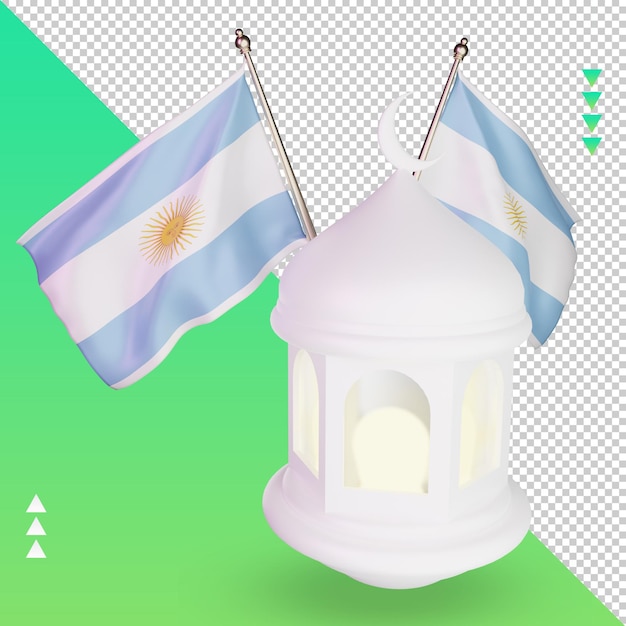 3d Ramadan Latarnia Argentyna Flaga Renderowania Prawy Widok