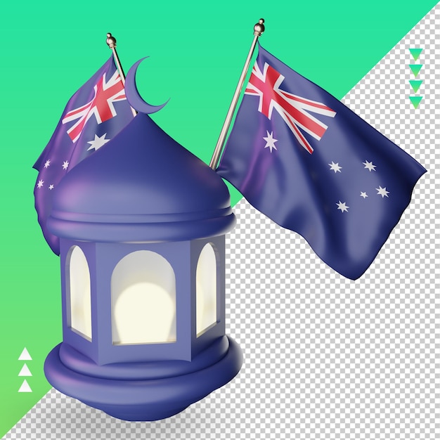 3d Ramadan Latarnia Australia Flaga Renderowania Lewy Widok