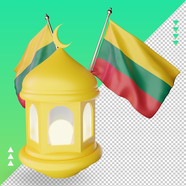 PSD 3d ramadan latarnia flaga litwy renderowania z lewej strony