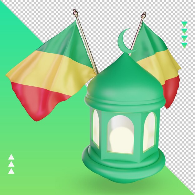 3d Ramadan Latarnia Republika Konga Flaga Renderowania Prawy Widok