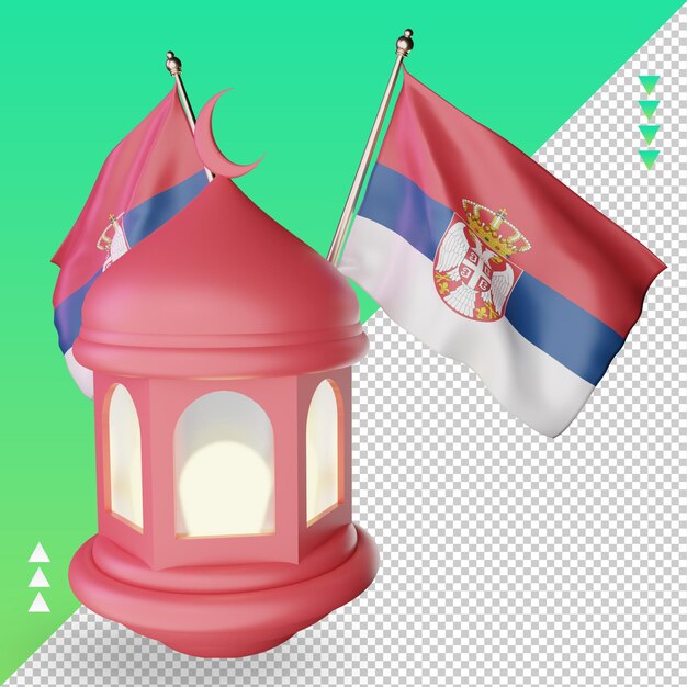 3d Ramadan Latarnia Serbia Flaga Renderowania Lewy Widok