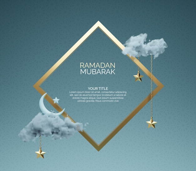 Sfondo 3d di ramadan mubarak con modello di post islamico
