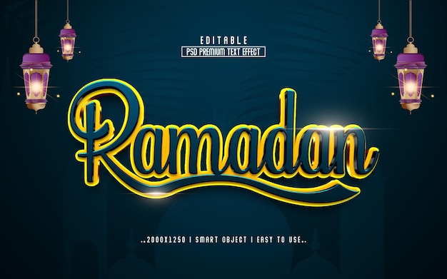 3d ramadan psd text effect style editable