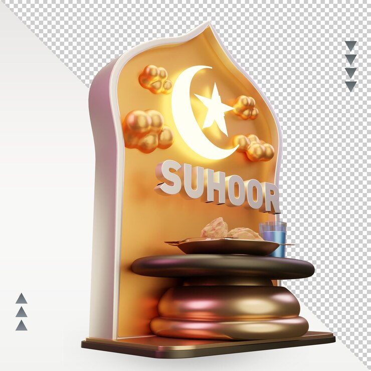 PSD 3d ramadan suhoor icon rendering left view