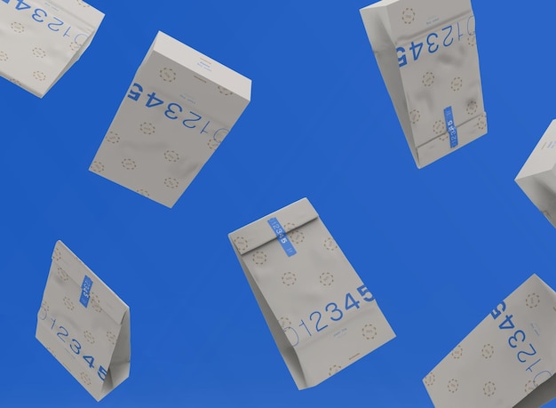 PSD 3d random paper bag mockup