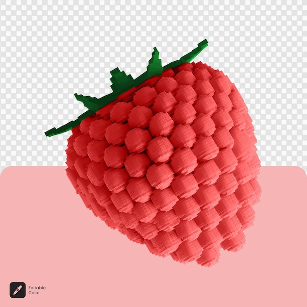 3d raspberry voxel art isolato