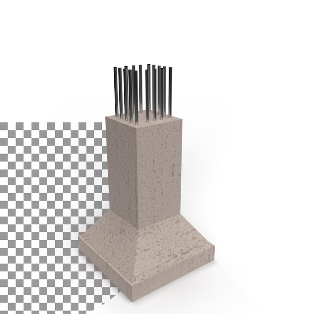 3D RCC-pylväiden renderöinti Betonipylväät rakenteilla Pylvään muotti tanko pylväissä