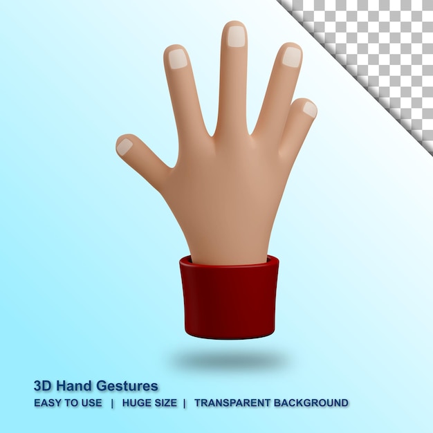 PSD 3d reach up hand gesture with isolated background