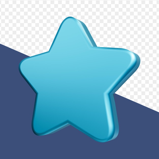 Illustrazione realistica della stella di metallo blu a 5 punti in 3d