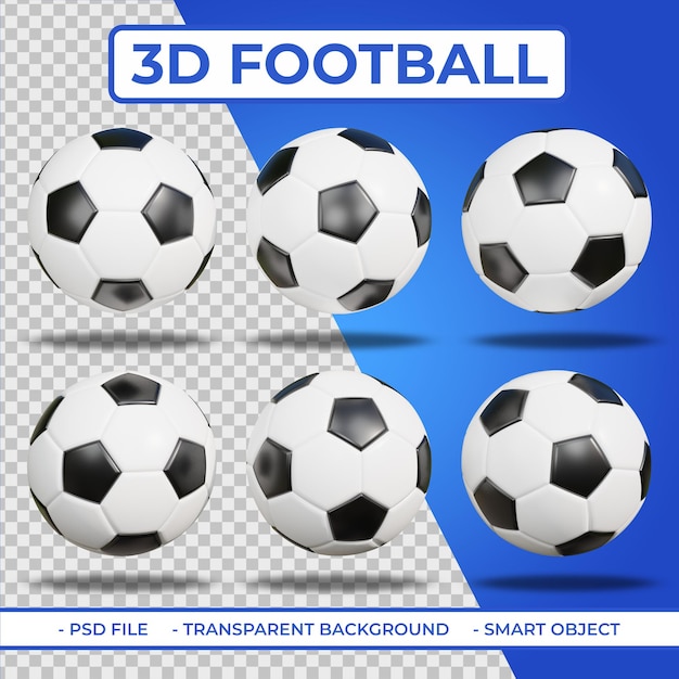 3d Realistic 6 Piłka Nożna Lub Renderowanie 3d Piłki Nożnej Na Białym Tle