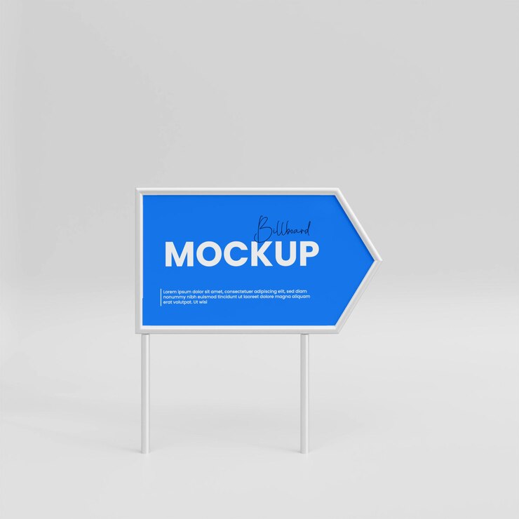 PSD 3d realistic arrow small billboard mockup